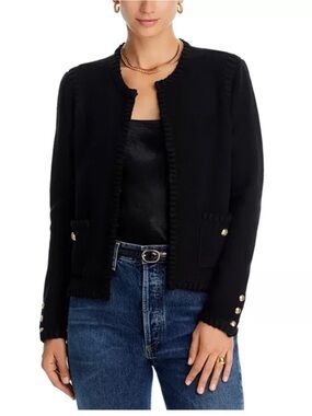 💜 Aqua Bobble Black Cardigan Sweater w/ gold buttons (XL)